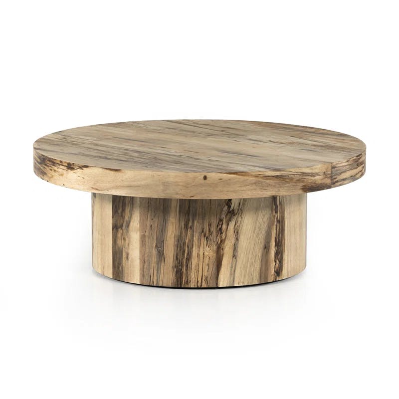 Contemporary Hudson 40'' Round Brown Wood Coffee Table with Storage