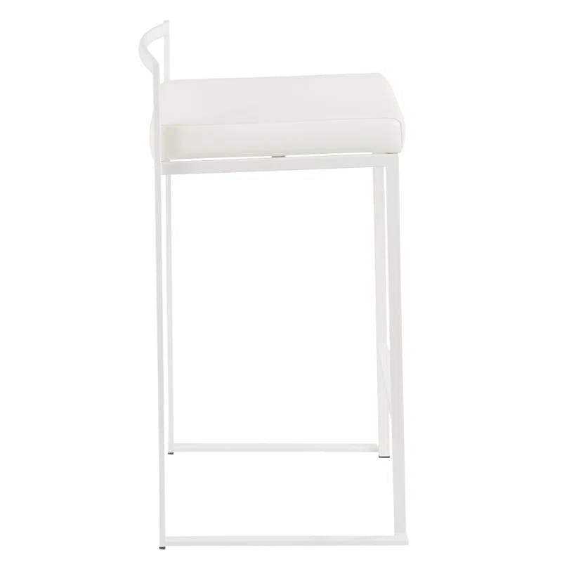 Contemporary Fuji 31" White Faux Leather Counter Stool