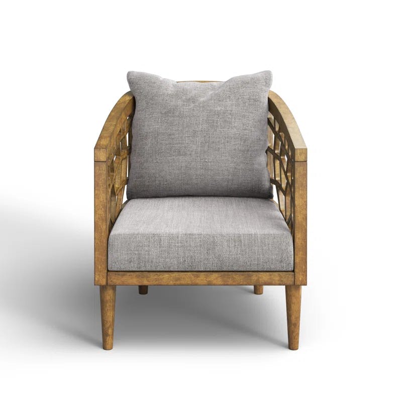 Crackle 27" Light Grey Solid Wood Barrel Accent Chair