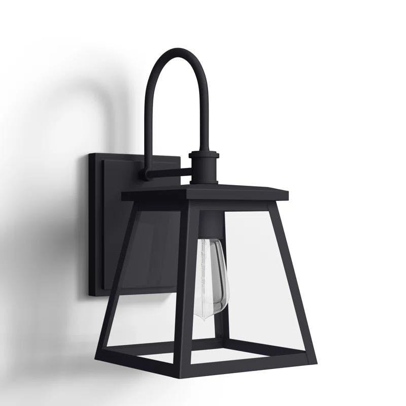 Belmore Classic Black Aluminum Outdoor Wall Lantern with Clear Glass