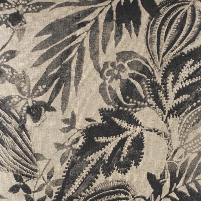 Antigua Linen Standard/Queen Black & Ivory Botanical Pillow Sham