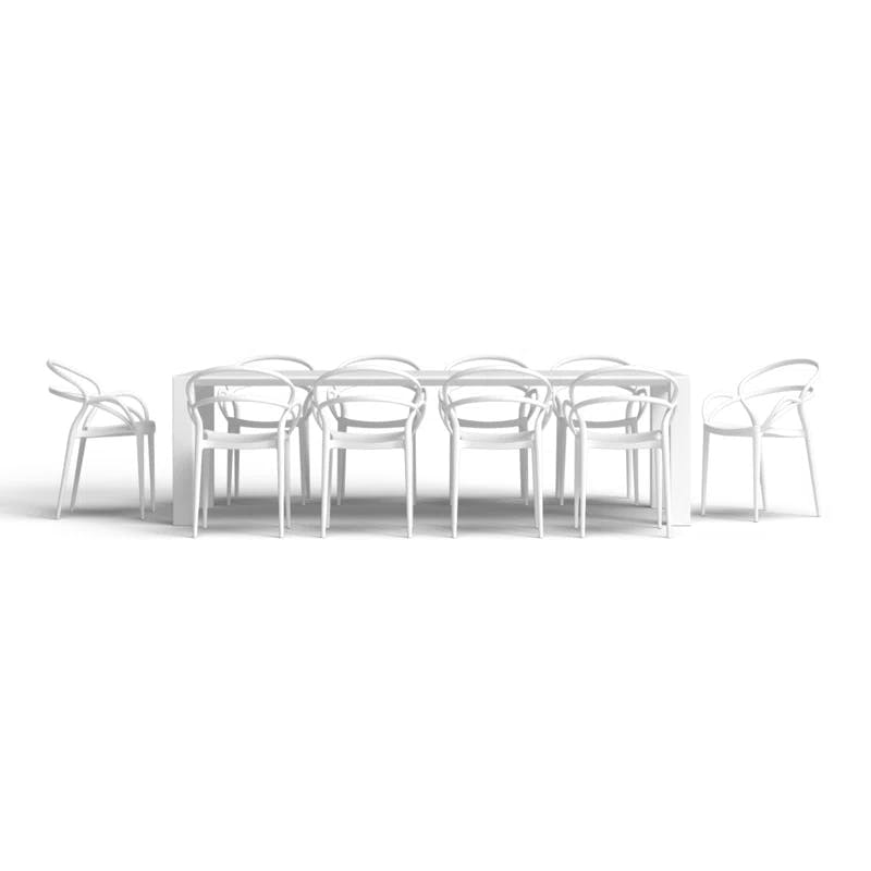 Mila White Extendable 10-Person Outdoor Dining Set