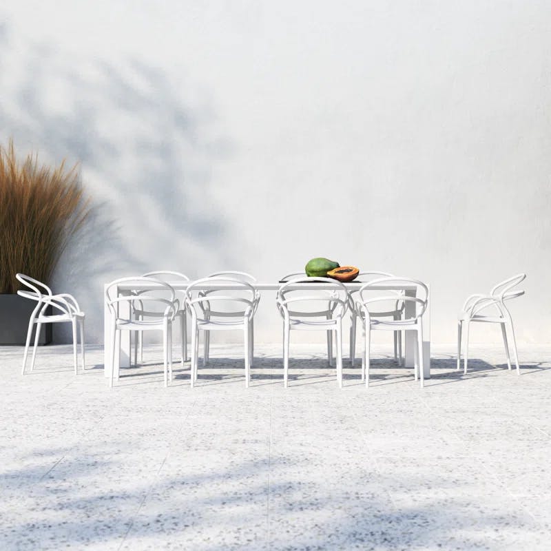 Mila White Extendable 10-Person Outdoor Dining Set