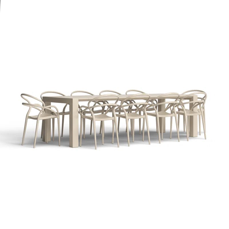 Mila Taupe Extendable 10-Person Outdoor Dining Set with Stackable Chairs