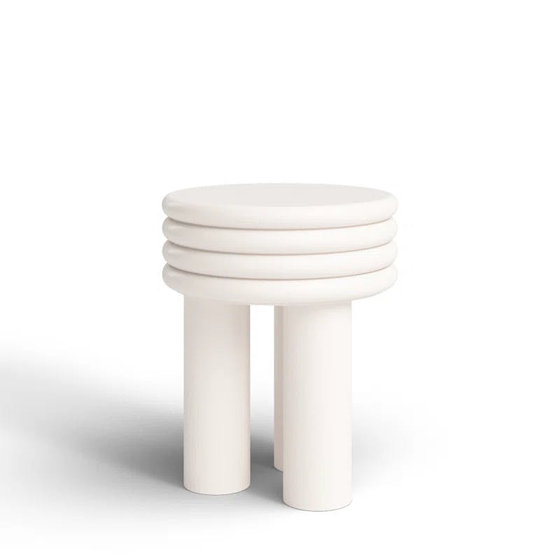 Delta Ivory Round Concrete Side Table - 14"x17"