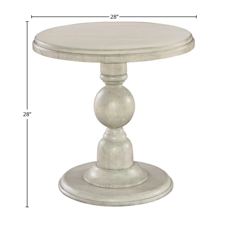 Traditional Linen White Round Wood End Table 28"
