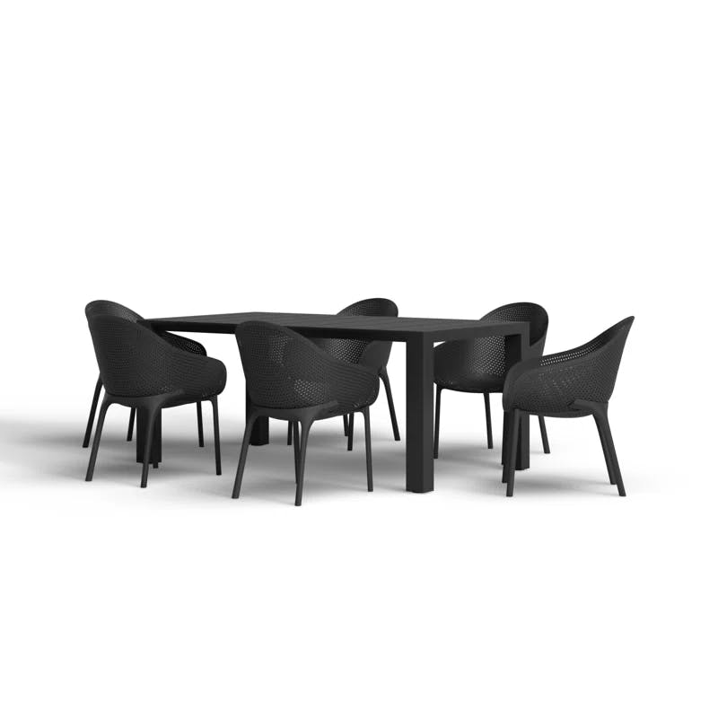 Skyline Chic 7-Piece Black Extendable Outdoor Dining Set