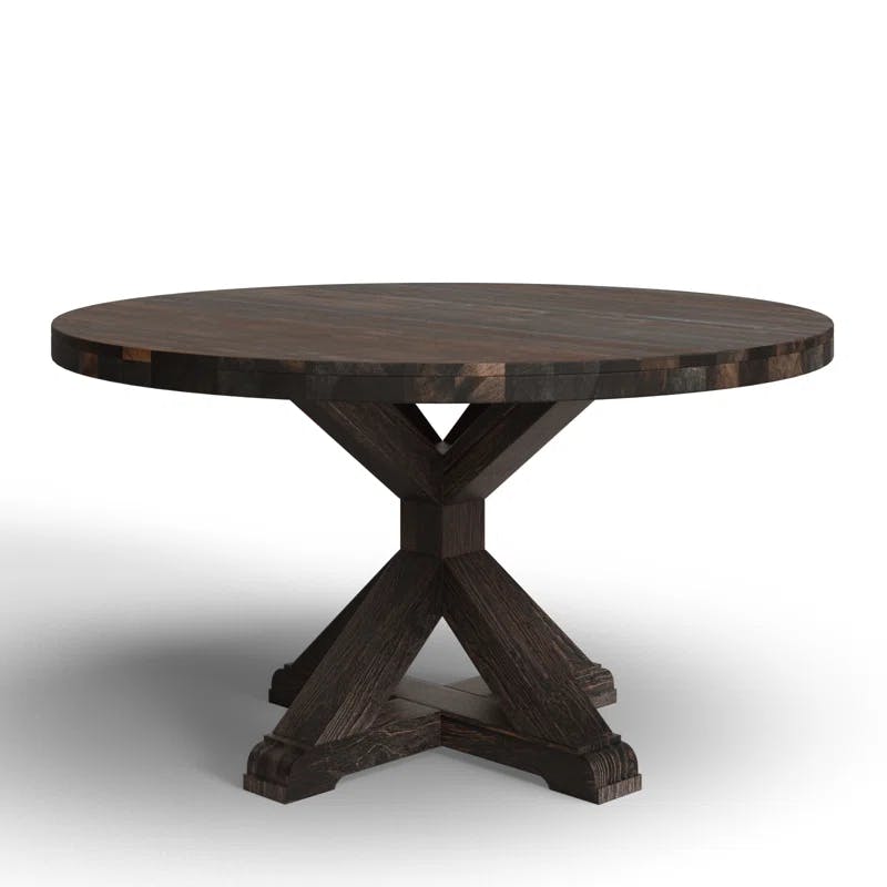 Cottage Charm 54" Reclaimed Acacia Wood Round Dining Table in Gray