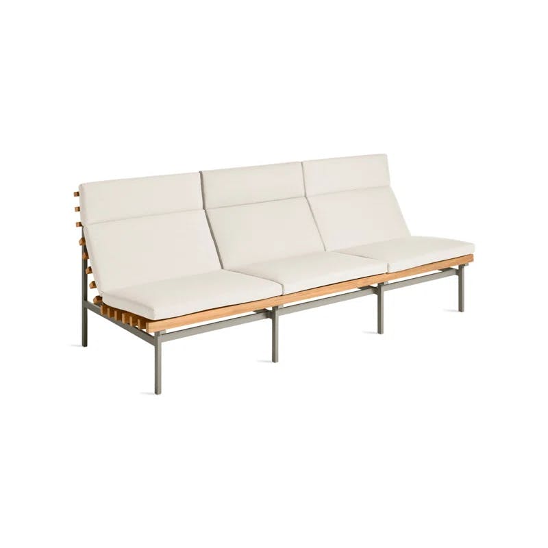 Perch Matte White Aluminum and Teak 3-Seat Outdoor Sofa