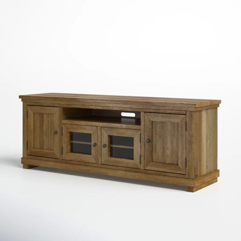 Rustic Willow Brown 74" Pine Media Console with Cabinet