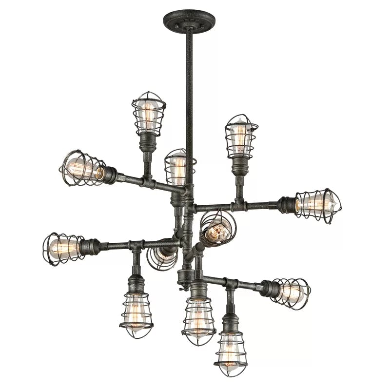 Conduit Industrial Old Silver 12-Light Cage Chandelier