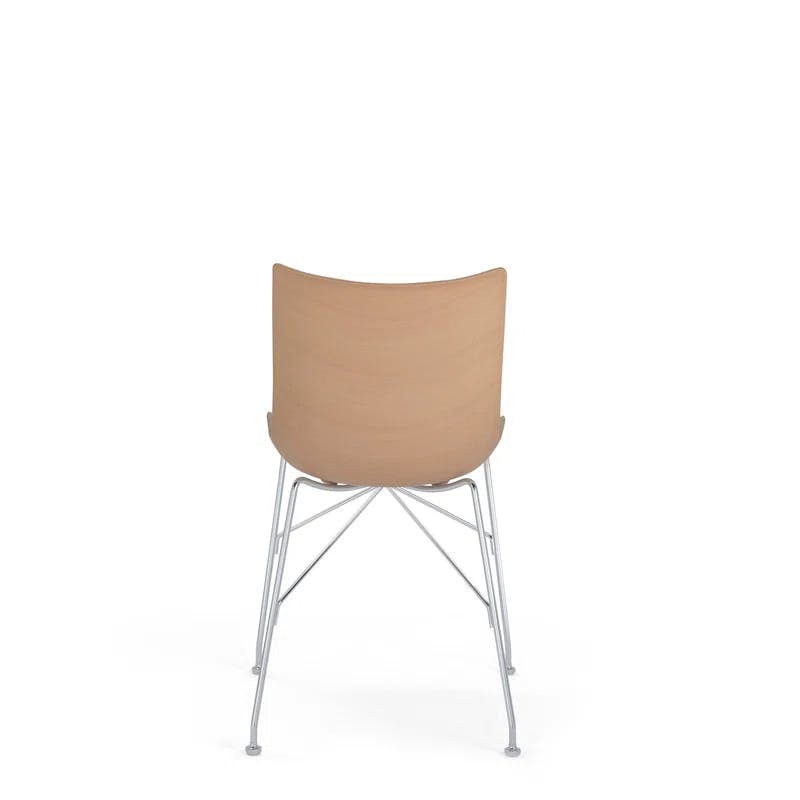 Philippe Starck Sinuous Veneer Light Wood & Chrome Arm Chair