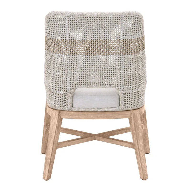 Natural Gray Mahogany Side Chair with Taupe & White Rope Upholstery