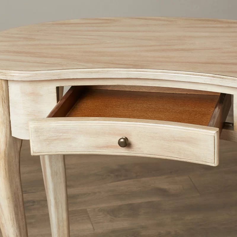 Crescent Driftwood 32'' Elegant Writing Desk with Antique Brass Drawer