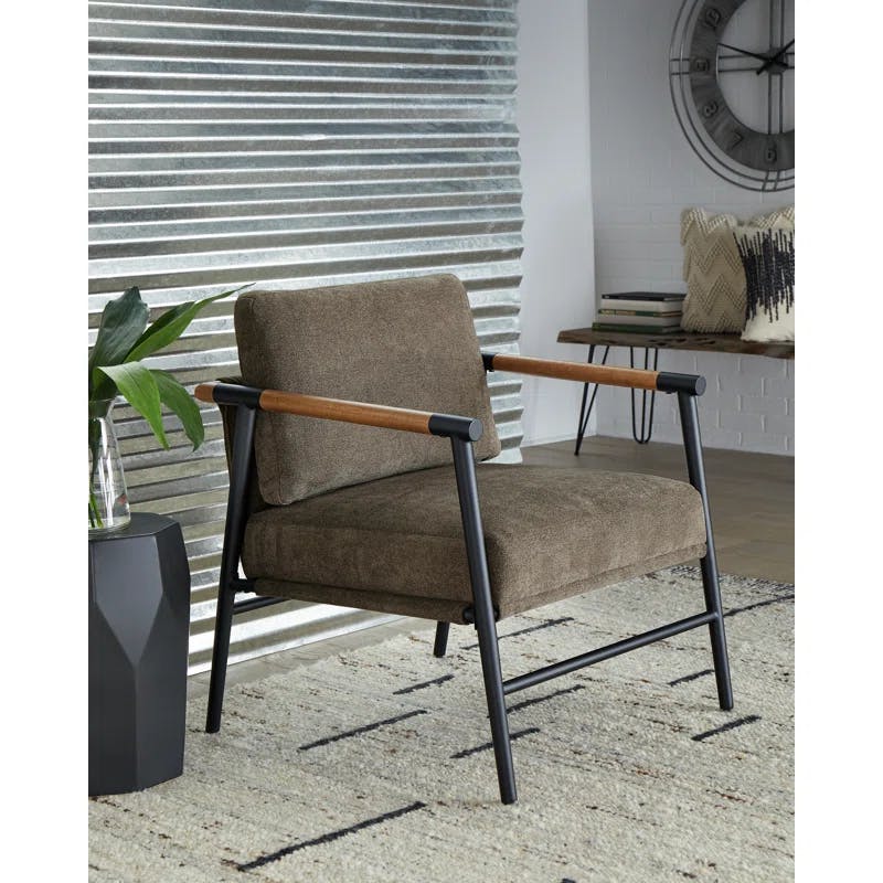 Modern Elegance Gray Accent Chair with Black Metal Frame