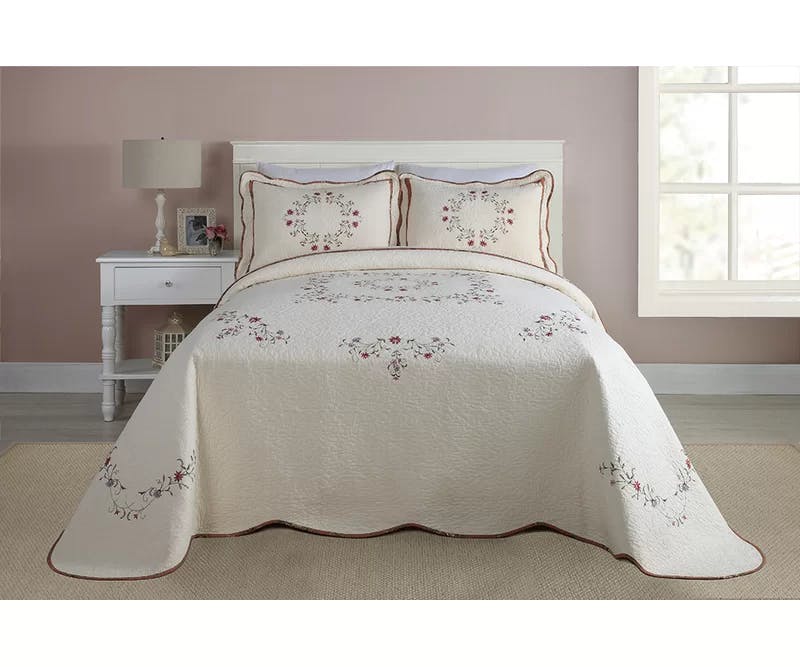 Classic Elegance White Cotton King Reversible Bedspread