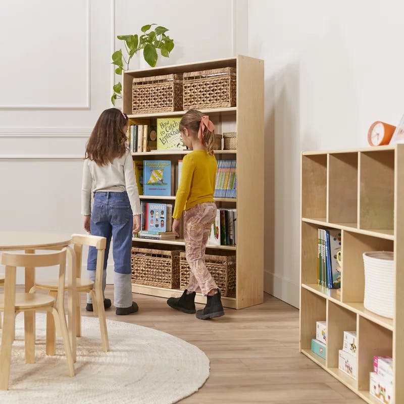 Adjustable Classic Birch Bookcase for Kids, 60in, Natural Brown