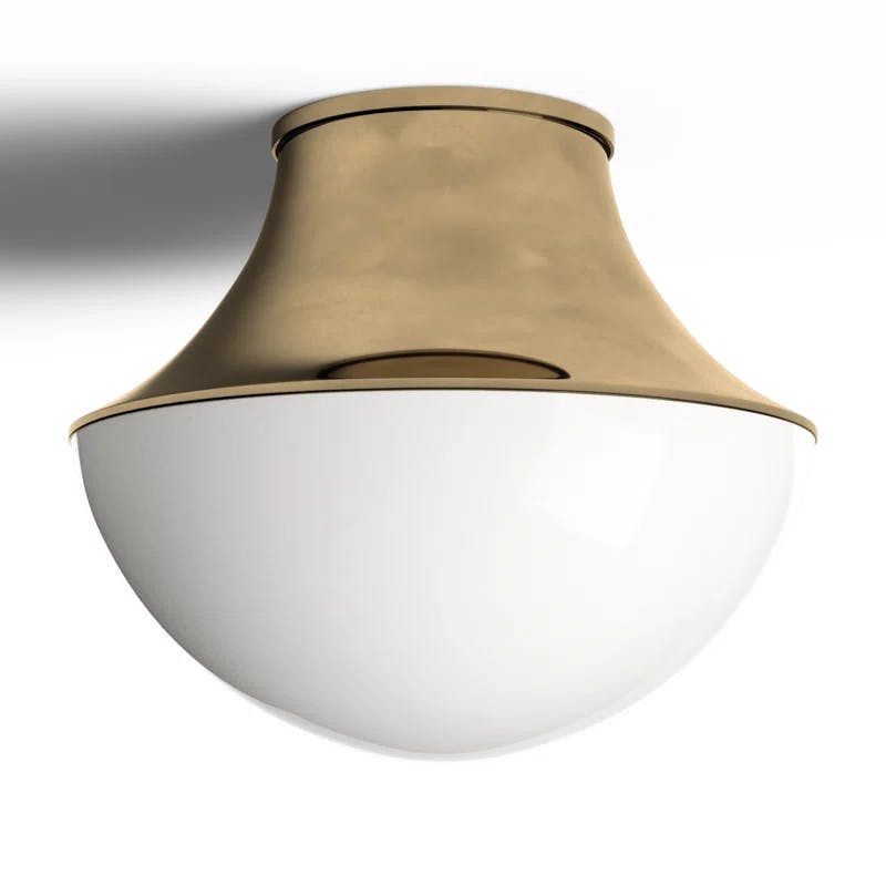 Alistair Curved Metal and Glass Flush Mount in Aged Brass