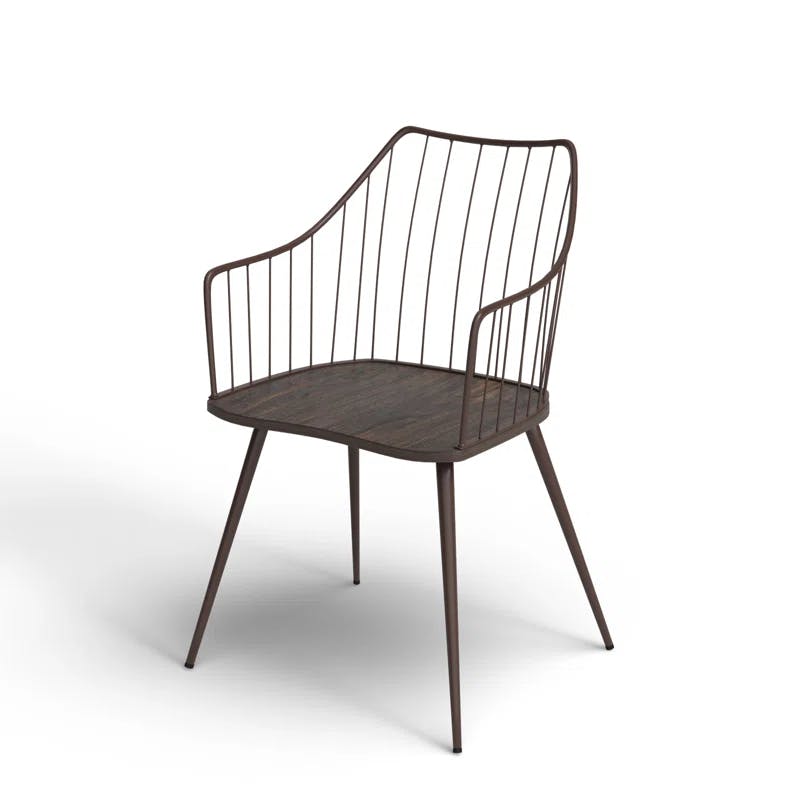 Winston Farmhouse Dark Brown Metal & Walnut Wood Accent Chair