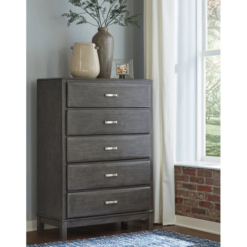 Contemporary Gray 5-Drawer Dresser with Dovetail Construction