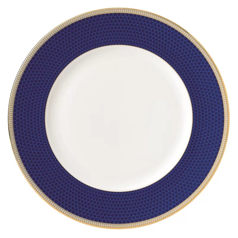 Hibiscus 10.75" White and Blue Porcelain Dinner Plate