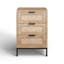 Coastal Charm 3-Drawer Wood & Iron Side Table with Rattan Accents