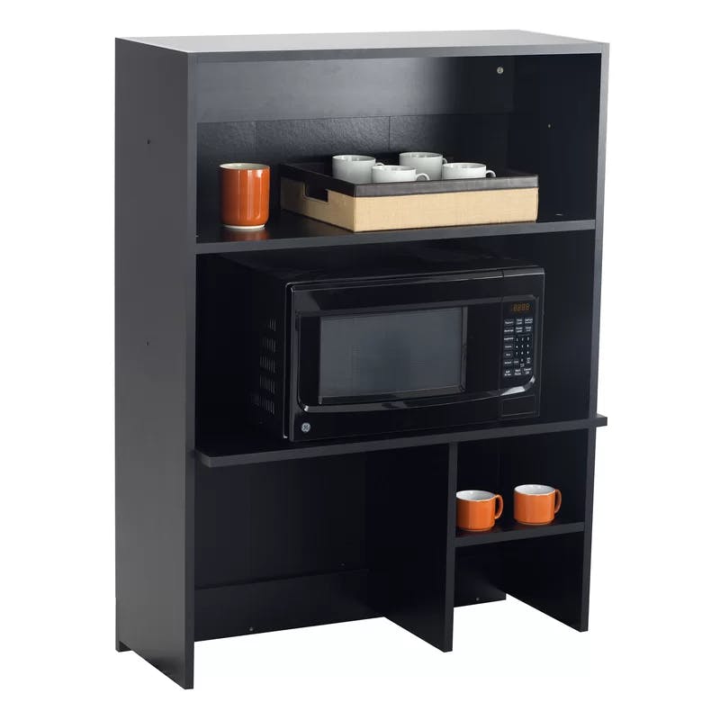 Asian Night 48" Black Multi-Use Modular Breakroom Hutch Cabinet
