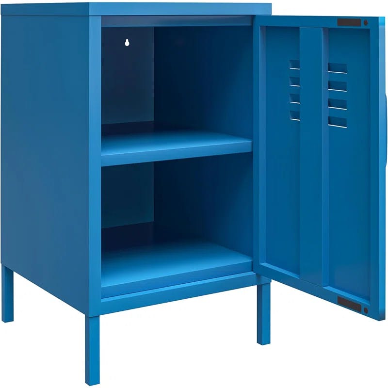 Bright Blue Novogratz Cache Metal Locker End Table with Storage
