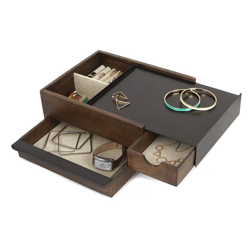 Sung Wook Park Black/Walnut Hardwood Metal Rectangular Jewelry Box