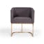 Elegant Grey Fabric Upholstered Dining Chair with Antique Brass Accents