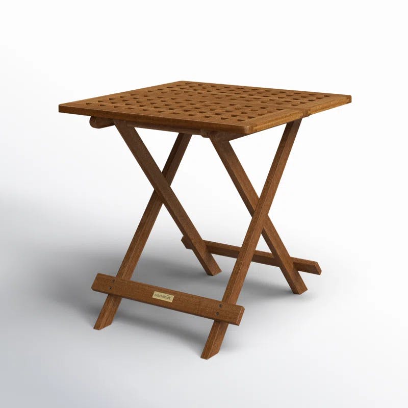 Classic Square Eucalyptus Folding End Table in Matte Brown