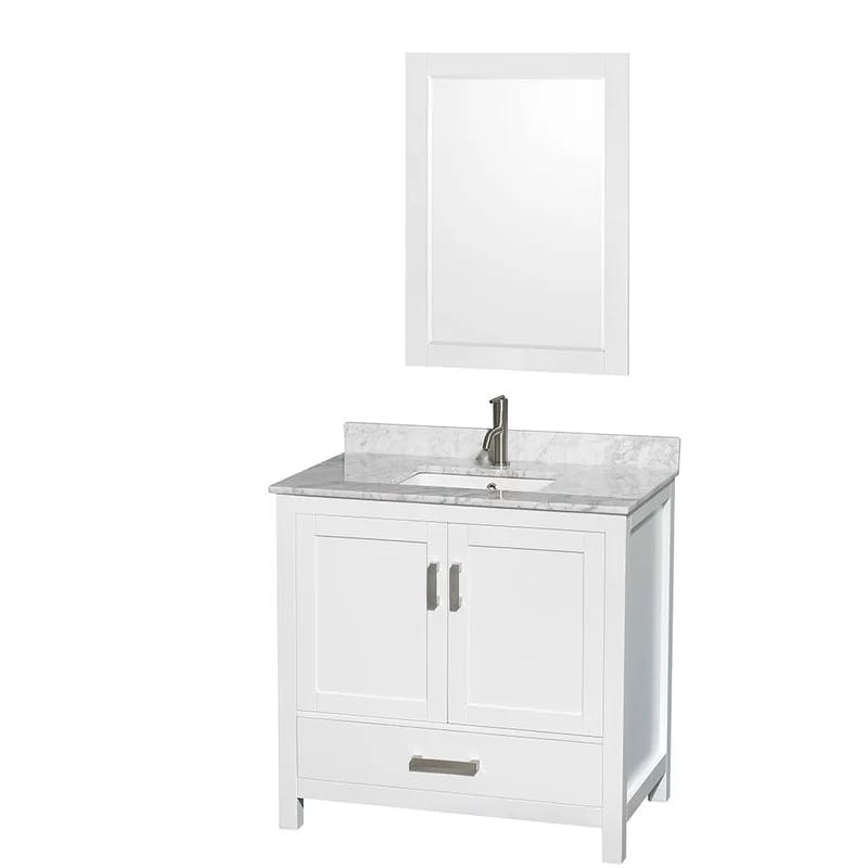 Sheffield 35" Elegant White Solid Wood Single Bathroom Vanity Base