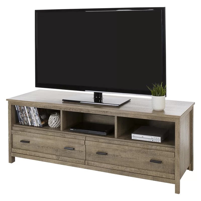 Exhibit Weathered Oak TV Stand with Cabinet for up to 65" TVs