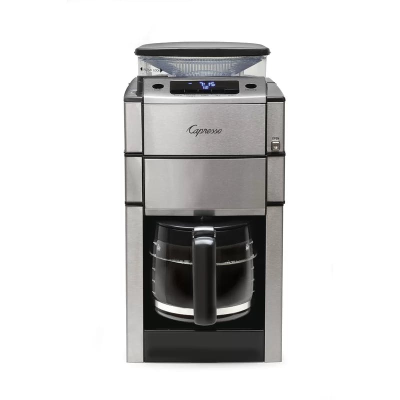 Stainless Steel 12-Cup Programmable Coffee Maker with Grinder & Water Filter