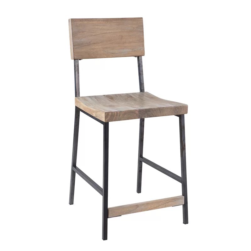 Tacoma 24" Industrial Gray Wood and Matte Black Metal Counter Stool
