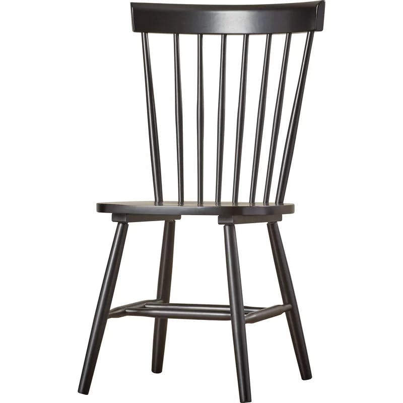 Transitional Black Oak Windsor Side Chair Set of 2