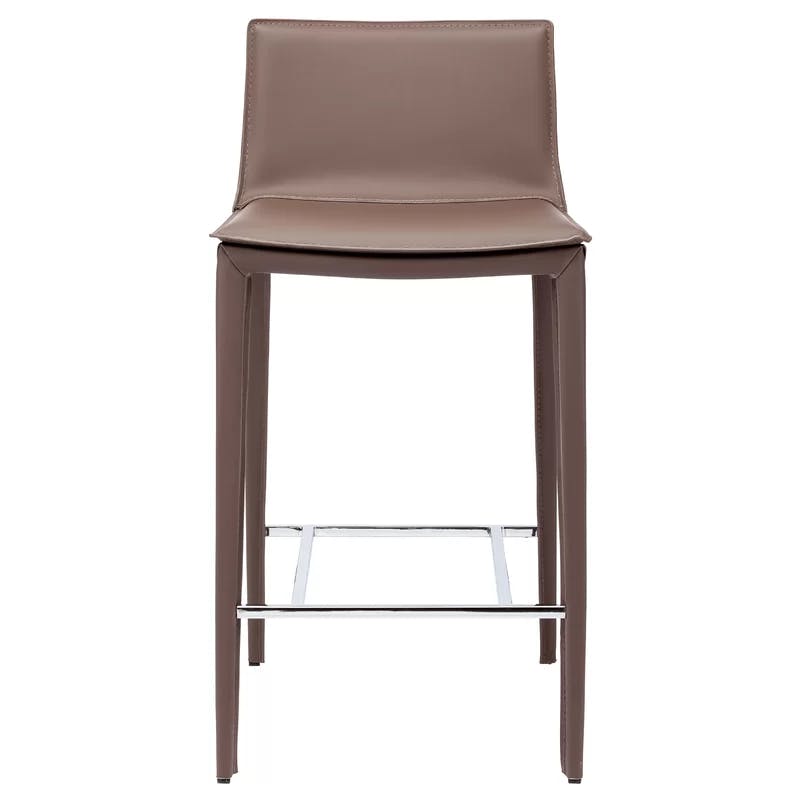 Palma Mink Leather Counter Stool with Matte Mink Base
