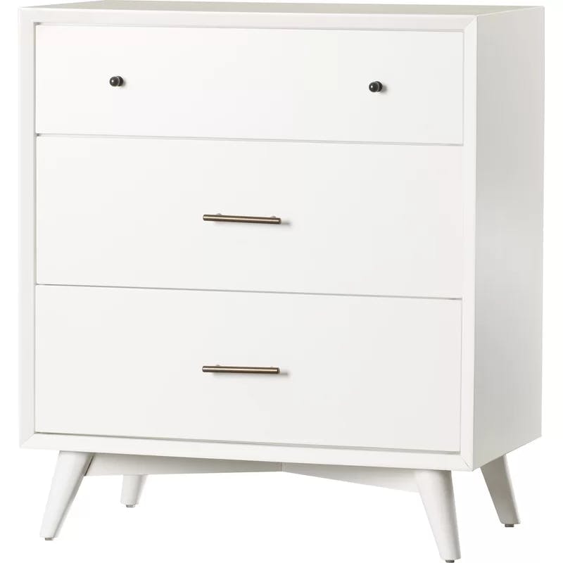 Flynn Transitional 3-Drawer Solid Mahogany Chest in White