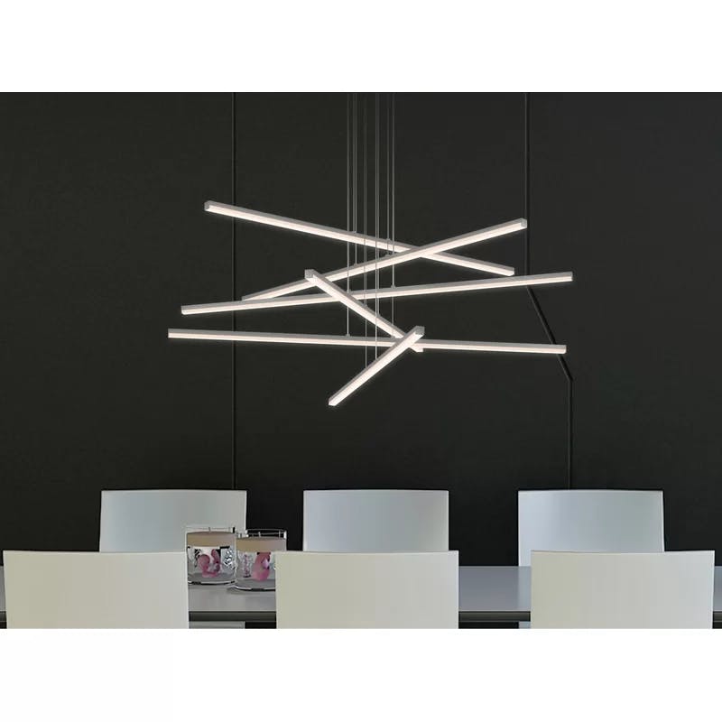 Sleek Satin Aluminum 40" LED Linear Chandelier - Indoor/Outdoor