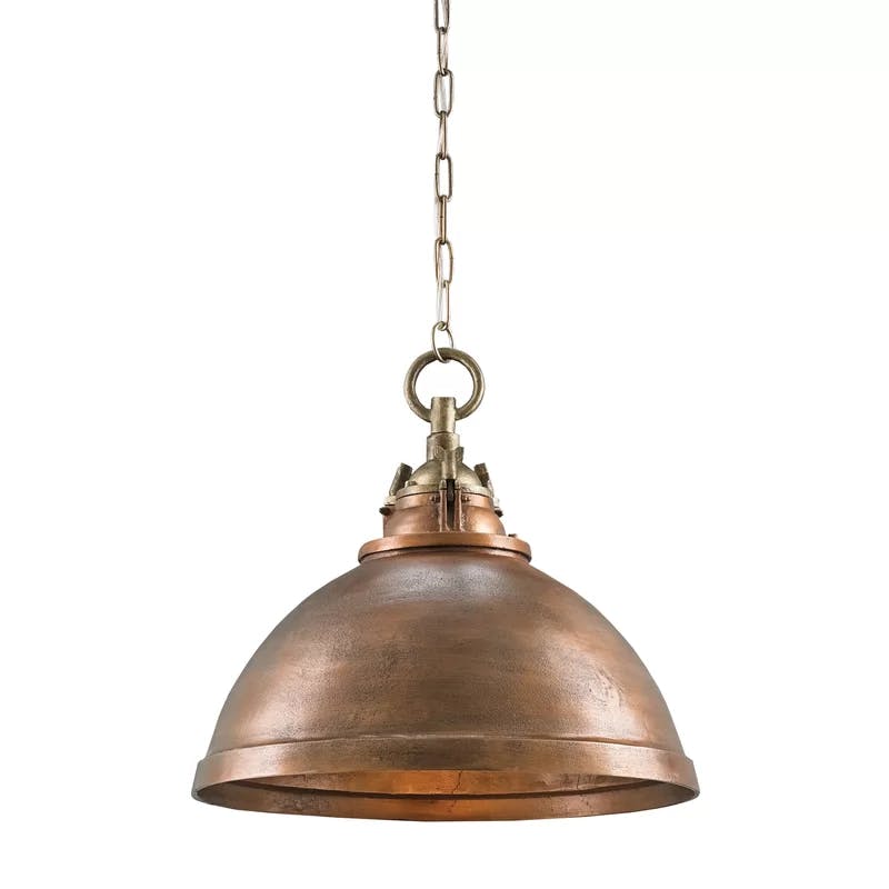 Admiral Rustic 1-Light Dome Pendant in Copper/Antique Brass