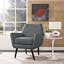 Mid-Century Modern Gray Upholstered Accent Chair with Wood Legs