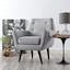 Mid-Century Modern Light Gray Upholstered Accent Chair