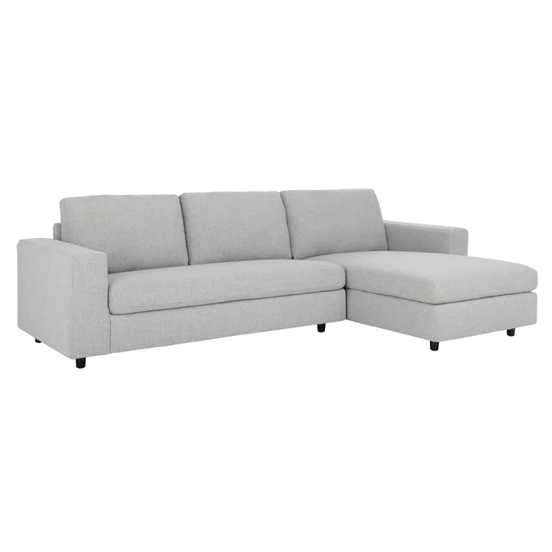 Ethan 111.5'' Marble and White Linen Modern Sofa Chaise