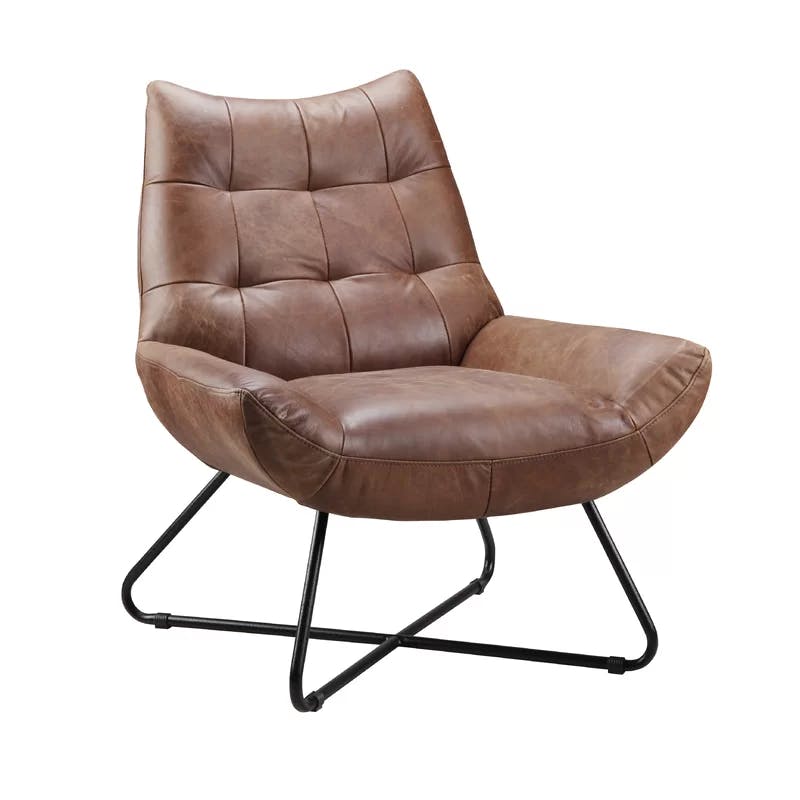 Cappuccino Graduate Leather Lounge Chair with Metal Frame