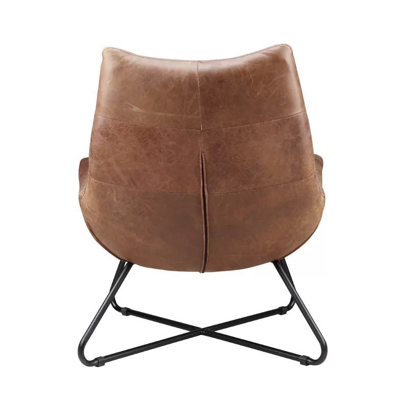 Cappuccino Graduate Leather Lounge Chair with Metal Frame