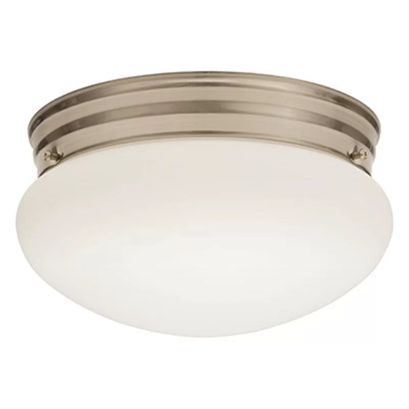 Essentials 9'' Brushed Nickel Globe LED Flush Mount with White Glass
