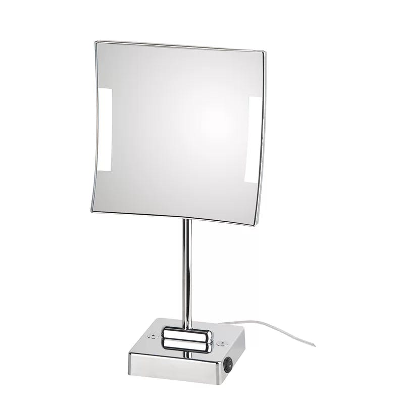 Quadrolo LED 5500K Square Freestanding Magnifying Mirror in Polished Chrome
