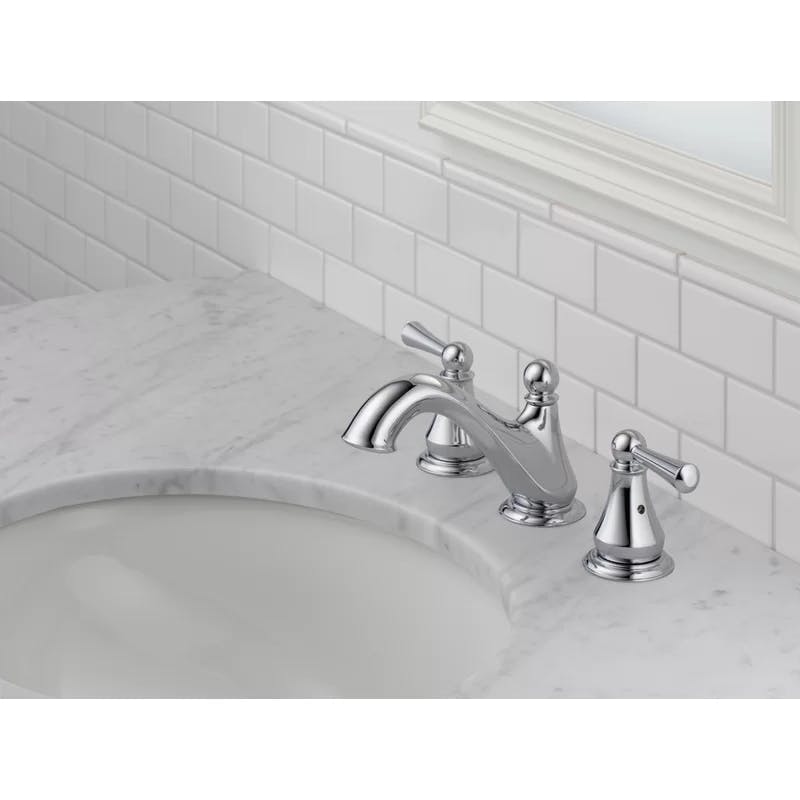 Sleek Modern 16" Widespread Chrome Bathroom Faucet with Drain Assembly