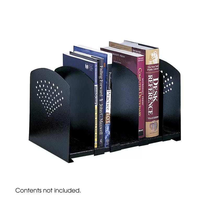 Contemporary Black Steel Adjustable 5-Section Book Organizer