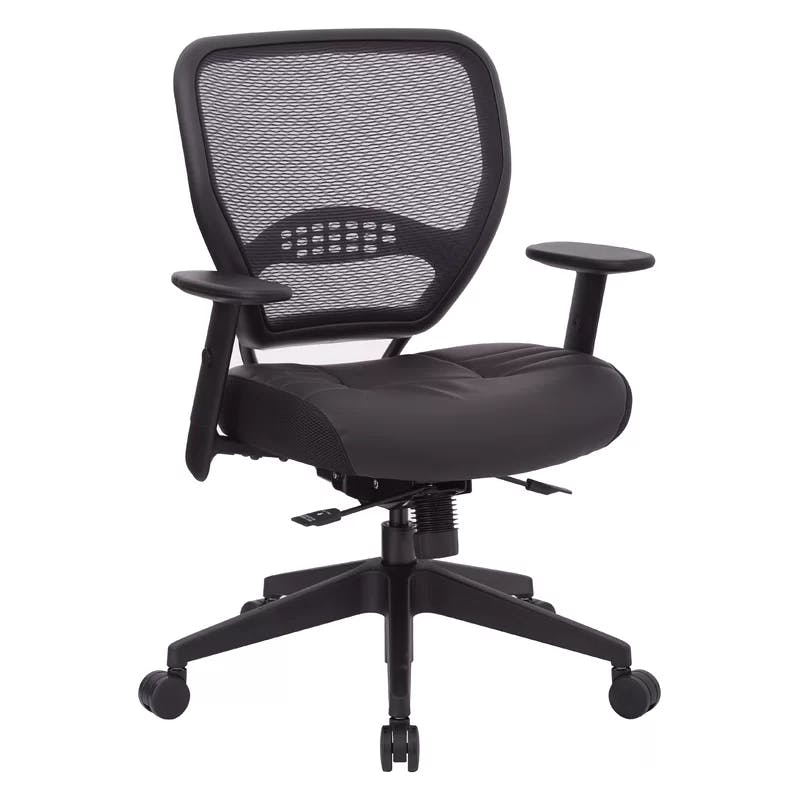 ErgoComfort Black Leather and Mesh Executive Swivel Chair